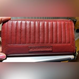 BCBGMAXAZRIA Quilted Lamb Skin Zip Around Wallet